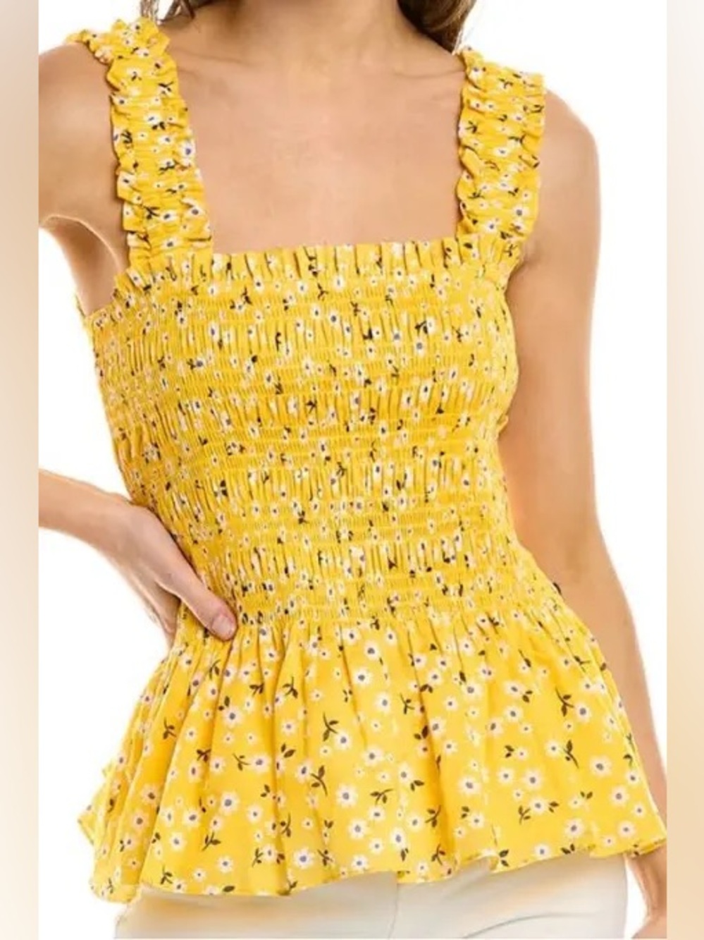 Kate Spade Feurette Toss Smocked Yellow Top ⭐️
